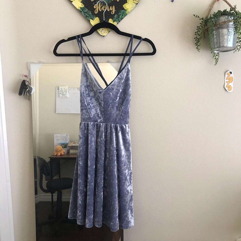 cute blue velvet dress